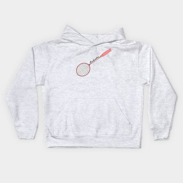 Minimalist Badminton Racket of Badminton Player (Red) Kids Hoodie by Mochabonk